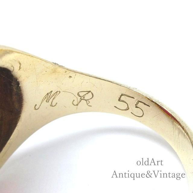 USA製1955年MURCHINSON社ヴィンテージギリシャ神話ヘルメスの杖ケーリュケイオンカレッジリング指輪【10金無垢/10Kゴールド】【14号】【M-15636】@-Antique   VIntage shop oldArt オールドアート