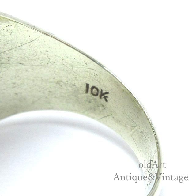 USA製1932年ヴィンテージイニシャルSメンズ重厚カレッジリング指輪【10金無垢/10Kホワイトゴールド】【11.5号】【M-15690】＠