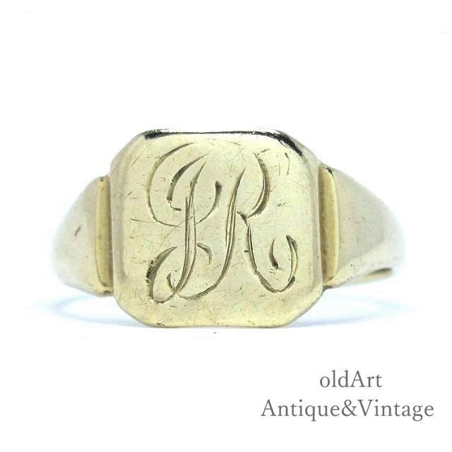 英国ヴィンテージジュエリー 「LOVE」彫刻 9ctゴールド リング 指輪