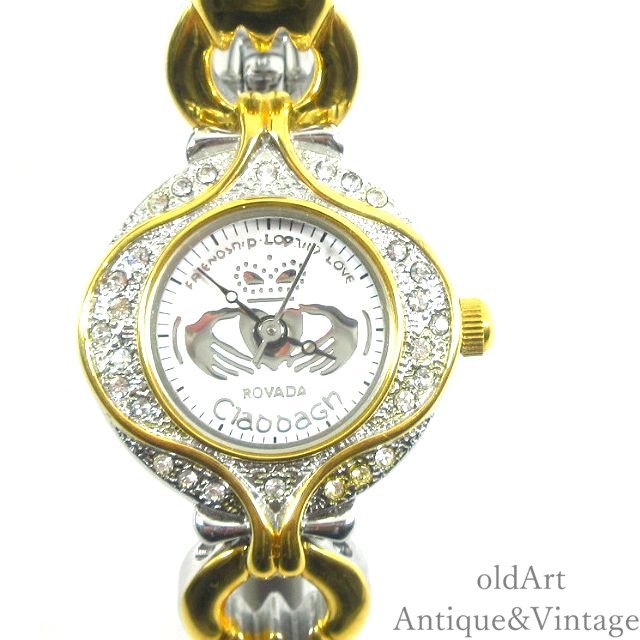 アイルランド製ROVADA社Claddagh Watchクラダケルト模様ジルコニアレディースドレスウォッチクォーツ式腕時計【N-24253】-Antique u0026 Vintage Shop oldArt オールドアート