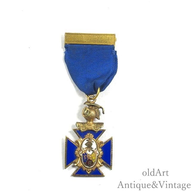 USA製1890-1910年代アンティークピシアス騎士会FCB金張りエナメル勲章 