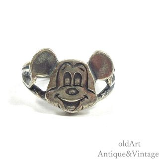 USA製ヴィンテージWalt Disneyミッキーマウススターリングシルバー製リング指輪【7号】【N-24698】 