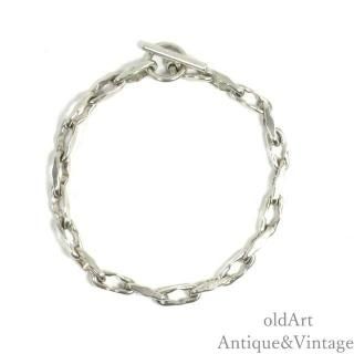 北欧デンマーク製1950-60年代ヴィンテージN.E.Fromモダンチェーンブレスレット【SILVER925】【19.5cm】【N-26813】@