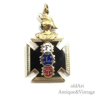 USA製アンティーク1910年代OddfellowsオッドフェローズFLT騎士金張り懐中時計フォブペンダント/チャーム【N-27711】