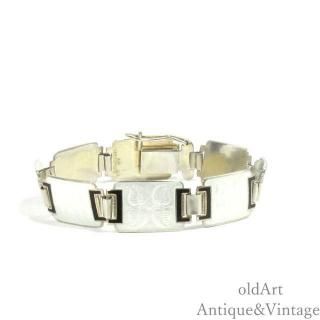 北欧ノルウェー製アンティーク1930-40年代Aksel Holmsen銀細工エナメルブレスレット【SILVER 925S】【18cm】【N-27723】@