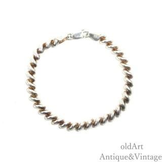 イタリア製1970年代ヴィンテージツイストブレスレット【SILVER925】【18cm】【N-27729】