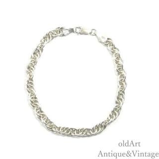 イタリア製1970年代ヴィンテージメンズチェーンブレスレット【SILVER925】【19cm】【N-27731】