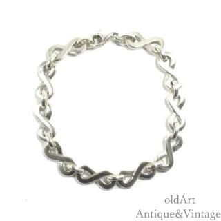 英国イギリス製ヴィンテージインフィニティチェーンブレスレット/ホールマーク刻印【SILVER925】【19cm】【N-27738】