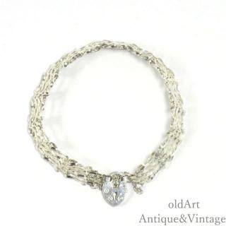 英国イギリス1989年製造ヴィンテージパドロック南京錠ゲートチェーンブレスレット/ホールマーク刻印【SILVER925】【18cm】【N-27757】