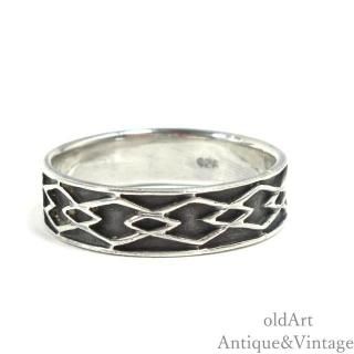 USAアメリカン1980-90年代ヴィンテージスターリングシルバー製フラットバンドリング指輪【20号】【N-27768】
