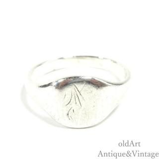 英国イギリス1980年製造ヴィンテージ印台シグネットリング指輪/ホールマーク刻印【SILVER925】【6.5号】【N-27792】