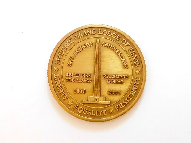 2001年フリーメイソンメンバー会員テキサス州ロッジグランドマスター記念コインメダル【M-13140】- oldArt Antique  オールドアート名古屋店