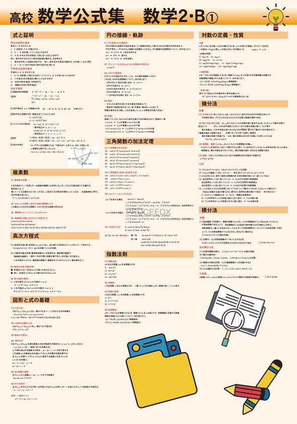 proceedx学習ポスター pro-3007 福袋2 5枚セット 高校数学公式集 高1 高２ 高３ 勉強部屋 教室 壁掛けA2 小学 中学 高校  一般 受験 ふかん学習 簡単 まとめ 重要 暗記