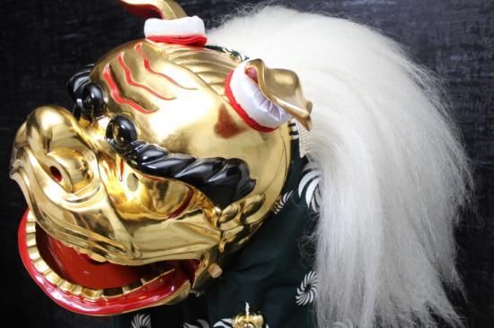 国産獅子舞 惣金 権九郎 九寸 カスタムしゃぐま毛 一式セット 上巻毛緑