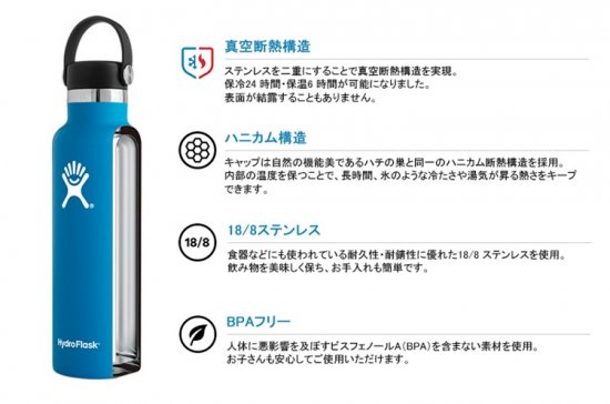 HYDRO FLASK(ハイドロフラスク) Hydration 18oz StandardMouth(ハイドレーション18オンススタンダードマウス)  Black