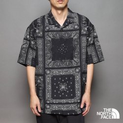 THE NORTH FACE(ザノースフェイス) S/S Aloha Vent Shirt(ショートスリーブアロハベントシャツ)【バンダナリニューアルブラック】Mens NR22330
