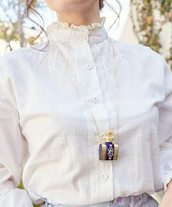 チェコ製輸入品】ボヘミアガラス香水瓶ペンダント〜ブルー