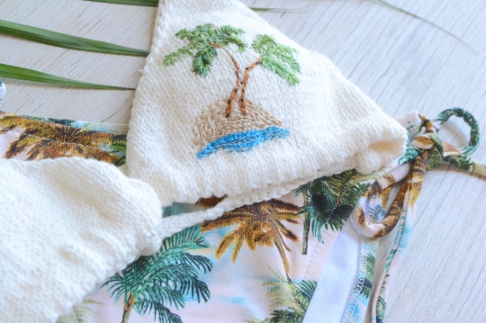 DELFINA knit palmtreekhaki bikini