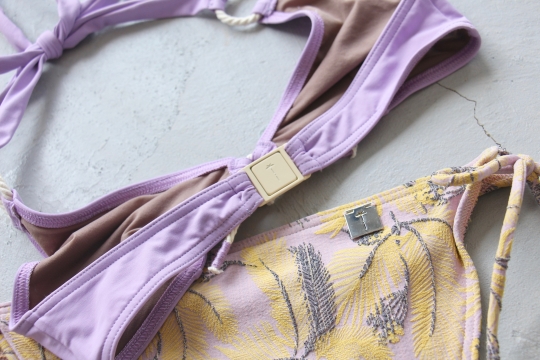 TATIANE DE FREITAS purple tops × yellow shorts bikini