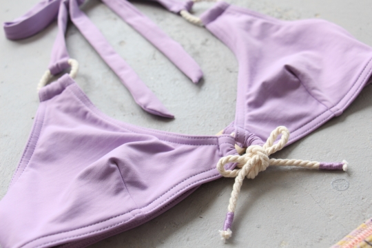 TATIANE DE FREITAS purple tops × yellow shorts bikini