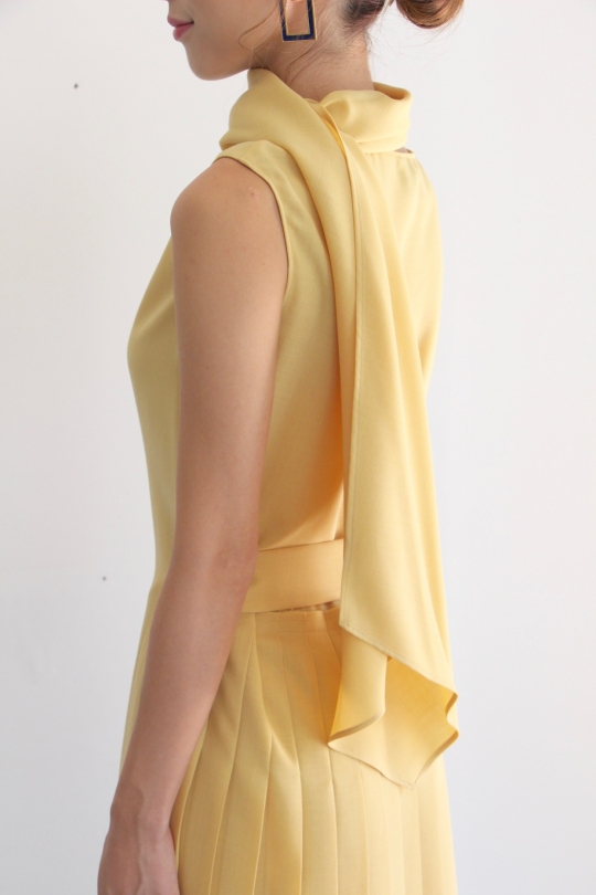 ALYSI asymmetry sleevless yellow dress