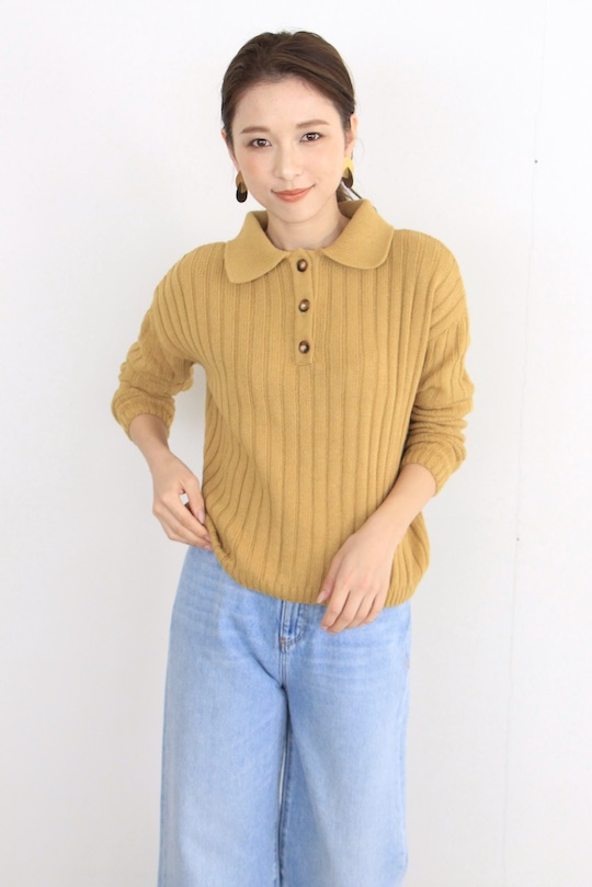 RITA ROW shirt design yellow lib knit TOPS