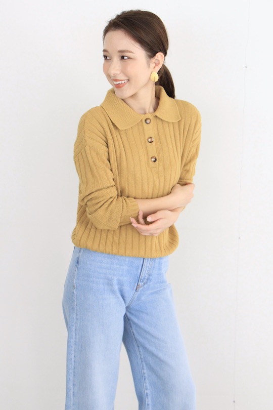 RITA ROW shirt design yellow lib knit TOPS
