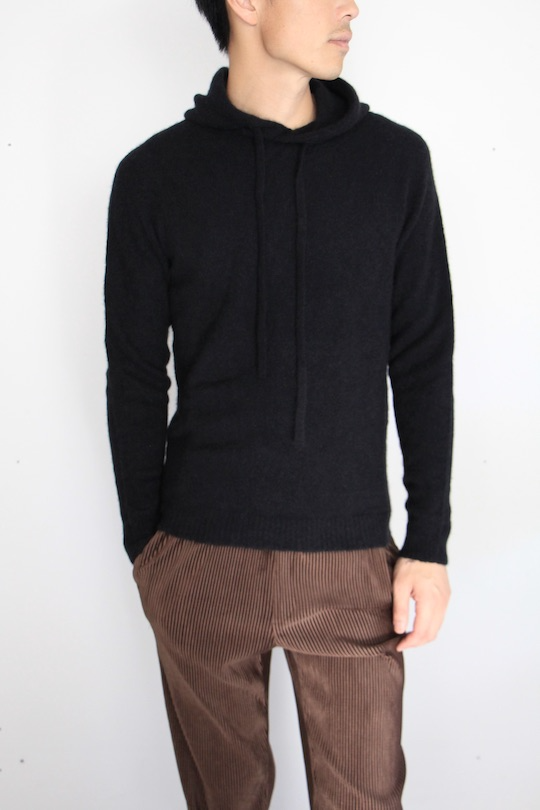 -Men's- roberto collina  cashmere black knit hoodie