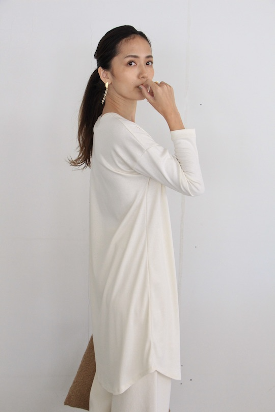 by basic cotton long sleeve white dress
