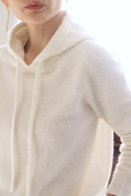 roberto collina cashmere knit hoodie -white-