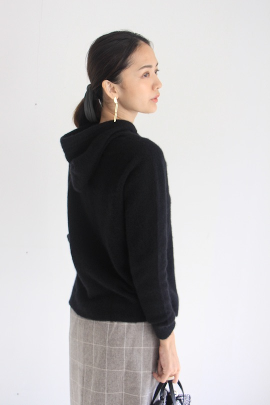 roberto collina cashmere knit hoodie -black-
