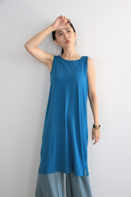 by basic sleeveless tops turquoise blue