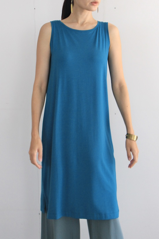 by basic sleeveless tops turquoise blue