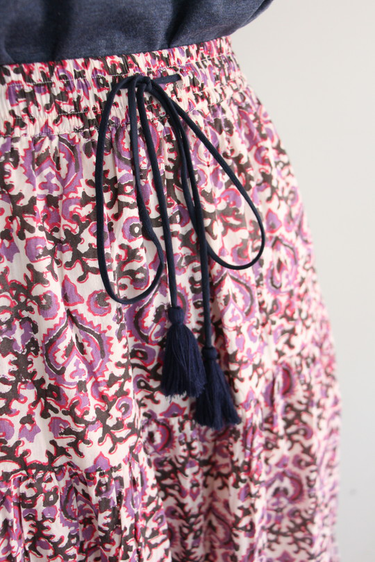 Leon&Harper Tiered skirt Oriental pattern