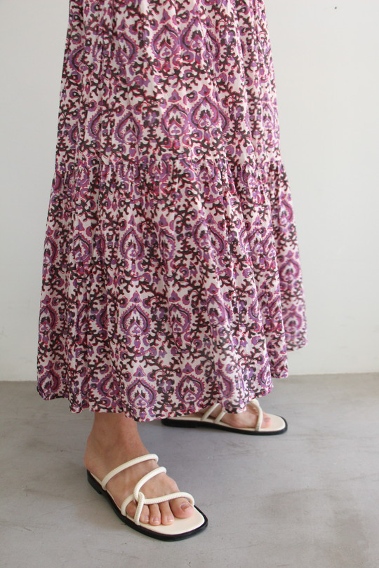 Leon&Harper Tiered skirt Oriental pattern