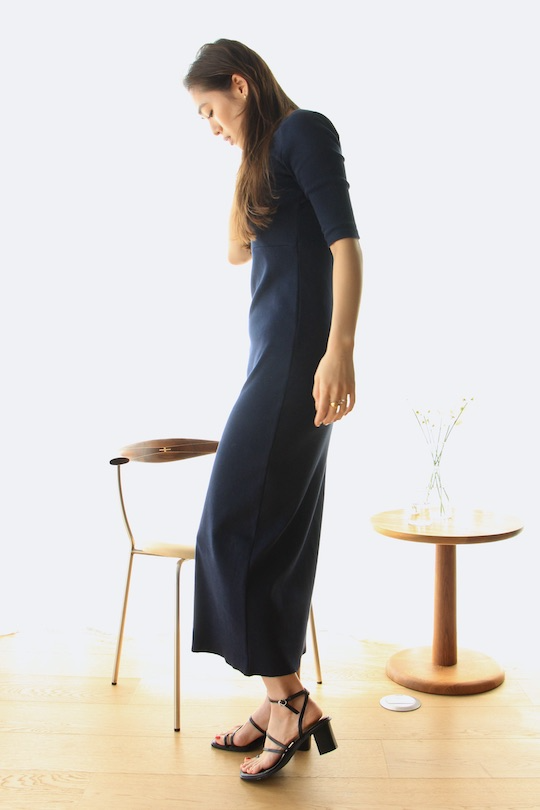 lalalei open back knit dress -navy blue-