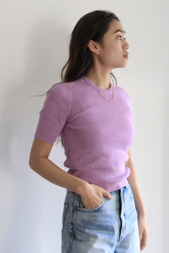JAN 'N JUNE halfsleeve knit tops purple
