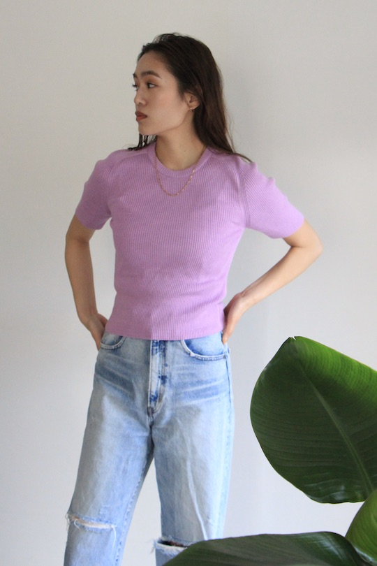 JAN 'N JUNE halfsleeve knit tops purple