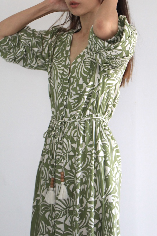 SUNCOO leaf pattern dress