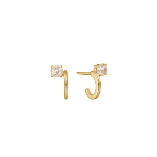 Carré Jewellery Gold plated hoops with Champagne Quartz