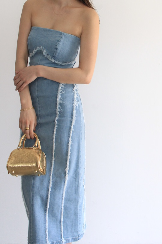 ESTHÉ DENIM CORSET MAXI DRESS