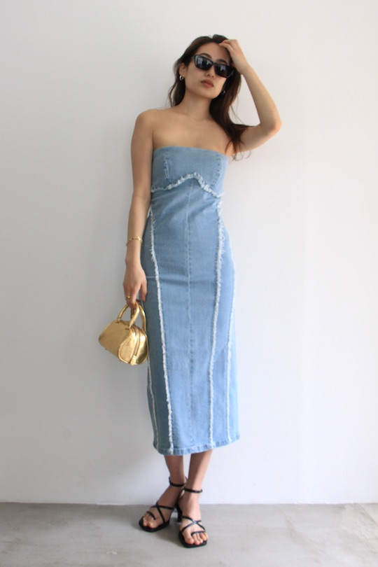 ESTHÉ DENIM CORSET MAXI DRESS