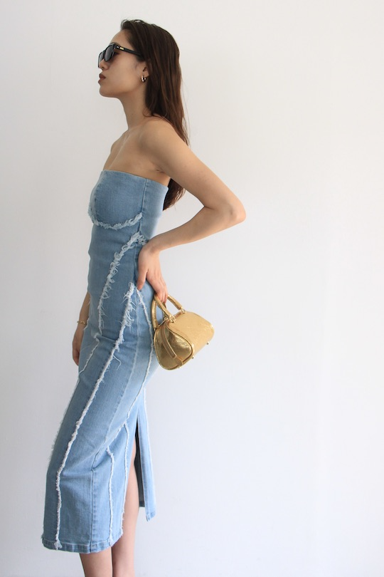 ESTHÉ DENIM CORSET MAXI DRESS