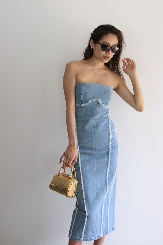 ESTHÉ DENIM CORSET MAXI DRESS