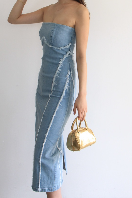 ESTHÉ DENIM CORSET MAXI DRESS