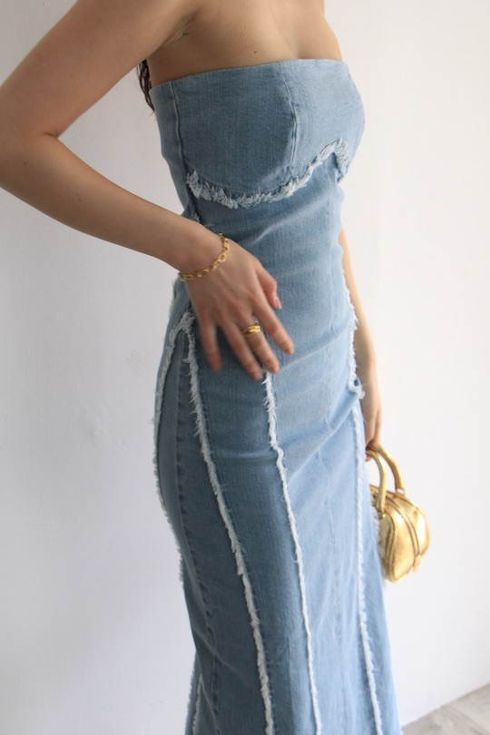 ESTHÉ DENIM CORSET MAXI DRESS