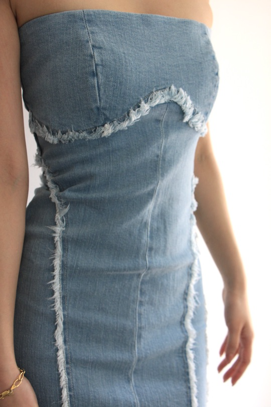 ESTHÉ DENIM CORSET MAXI DRESS