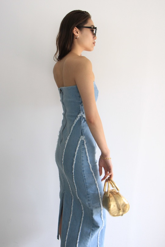 ESTHÉ DENIM CORSET MAXI DRESS