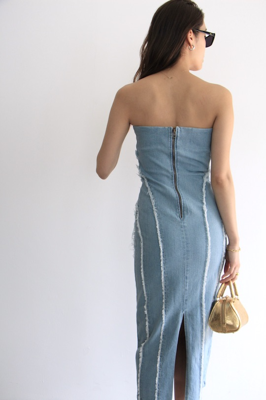 ESTHÉ DENIM CORSET MAXI DRESS