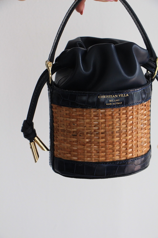 CHRISTIAN VILLA navy basket mini bag